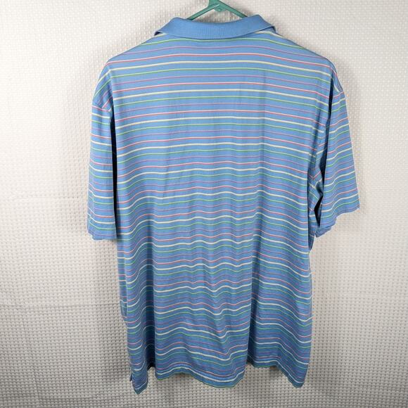 Bobby Jones XL Masters Logo Blue Multi Stripe Polo Shirt Made Italy Cotton Golf - Picture 5 of 5
